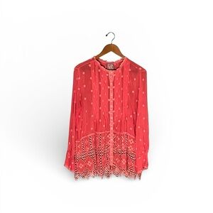Baez Phaedra Coral Blouse